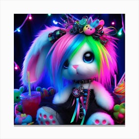 Rainbow Bunny Emo Canvas Print