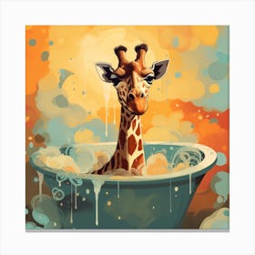 Giraffe Bath Canvas Print