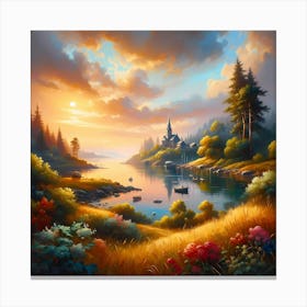 Sunset By The Lake 4 Canvas Print