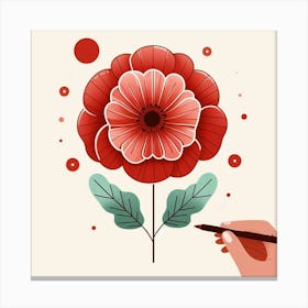 Large red poppy flower, Vector art 7 Canvas Print