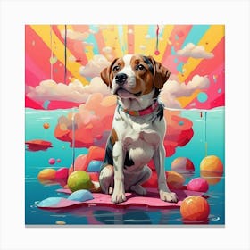 Dog In The Water Canvas Print