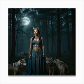 Wolf Woman In The Forest 1 Canvas Print