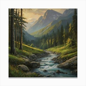 Stream In The Mountains Canvas Print