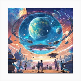 Spaceships And Planets 3 Canvas Print