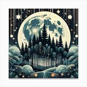 Full Moon In The Forest 7 Canvas Print