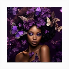 Purple Woman With Butterflies 1 Canvas Print