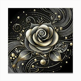 Gold Rose On Black Background 2 Canvas Print