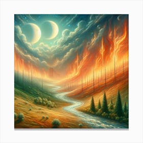 Fire In The Forest 1 Canvas Print