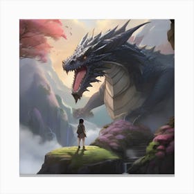 Dragon And A Girl Canvas Print