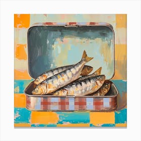 Sardines In A Tin Pastel Checkerboard 2 Canvas Print