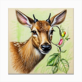 Deer With A Magnifying Glass 10 Canvas Print