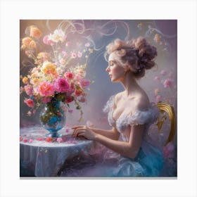 Profile Of Elegance Still Life With Flowers (1) Canvas Print