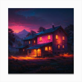 House At Night 1 Canvas Print