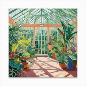 Botanical Greenhouse Series in Style of David Hockney 3 Canvas Print