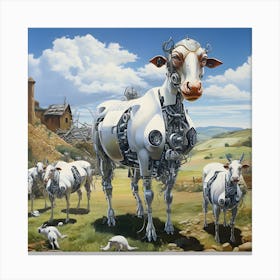 Surreal Cyborg Cows On A Farm Ai Art Depot 35 Canvas Print