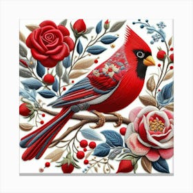 Cardinal Roses over White Canvas Print