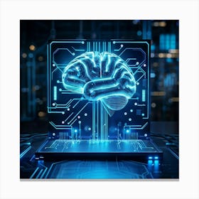 Abstract Illustration Of A Human Brain Replete With Circuit Lines And Integrated Chips Elements Rep 2 1 Canvas Print