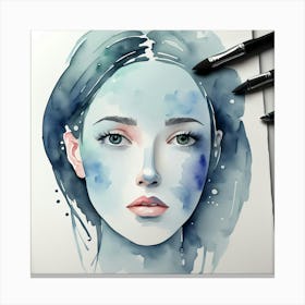 Watercolor Portrait Of A Woman 1 Canvas Print