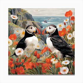 Bird In Nature Puffin 1 Canvas Print