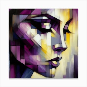 Shades of Emotion: A Geometric and Abstract Painting of a Woman’s Face Canvas Print