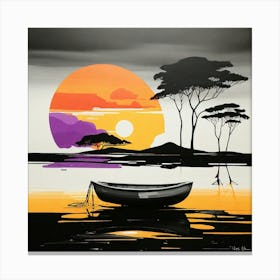 Sunset In The Boat Canvas Print