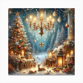 Christmas In The Forest Canvas Print