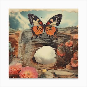 Butterfly In The Desert Vintage Scrapbook 4 Canvas Print