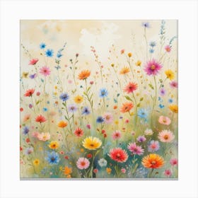 Vibrant Multicolored Wildflowers Varying I 0 Canvas Print