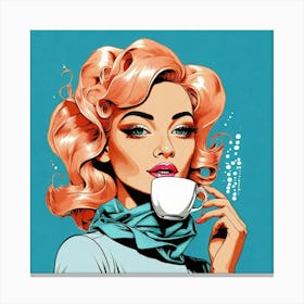 Pop Girl Drinking Coffee 2 Canvas Print