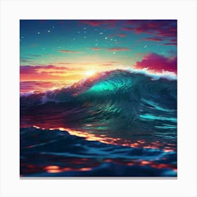 Ocean Waves At Sunset Canvas Print