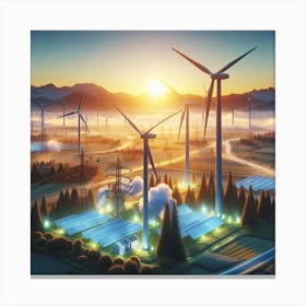 Wind Turbines In The Countryside 1 Canvas Print