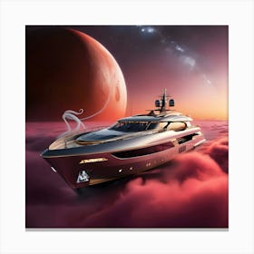 A Breathtakingly Detailed Ultra High Resolution Illustration Of A Luxurious Yacht Sailing In Space Canvas Print