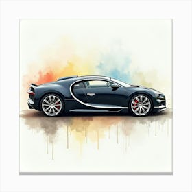 Bugatti La Voiture Noire, Colorful Watercolor Hues, No Signature Or Logo 1 Canvas Print