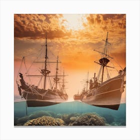 Two Ships In The Ocean 1 Canvas Print