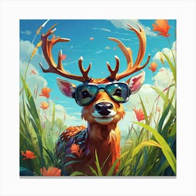 Deer In Sunglasses 6 Canvas Print