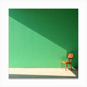 Chair In Front Of Green Wall Canvas Print