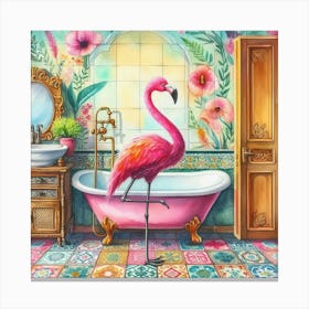 Flamingo Bathroom Canvas Print