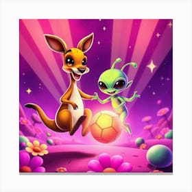 Aliens And Kangaroos Canvas Print