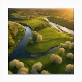 Sunrise Over The River Canvas Print