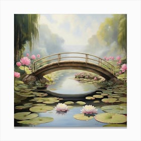 Water Lily Bridge 1 Art Print Canvas Print
