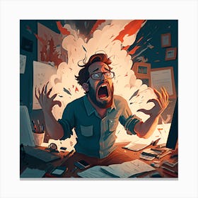 Angry Man In The Office Canvas Print