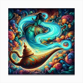 A Colorful Genie Coming Out Of A Bottle 2 Canvas Print