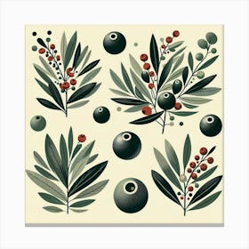 Scandinavian Art, olive berries 1 Canvas Print