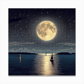 Full Moon Over Water 1 Canvas Print