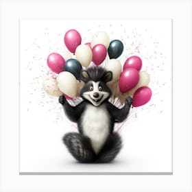 Raccoon With Balloons 2 Canvas Print