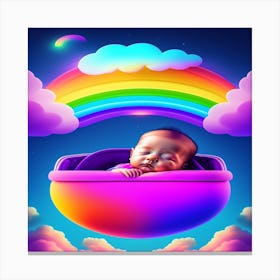 A baby sleeping in a crib Canvas Print