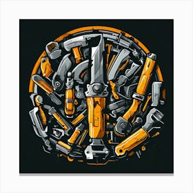 Logo Vector Tools Wrench Hammer Screwdriver Saw Pliers Drill Gear Nuts Bolts Spanner Ch (1) Canvas Print