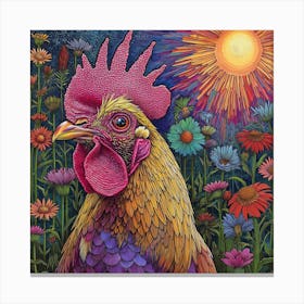 Mosiac Rooster in Garden Farmhouse Canvas Print