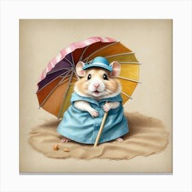 Hamster With Umbrella 5 Canvas Print