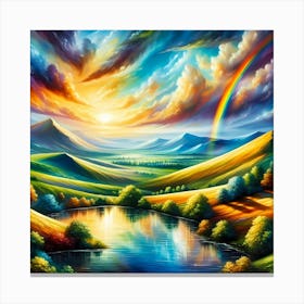 Rainbow Over The Lake Canvas Print